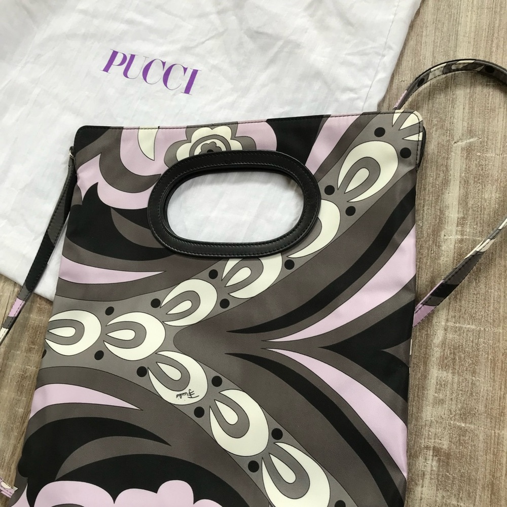 Emilio Pucci Black and Purple Swirl Tote